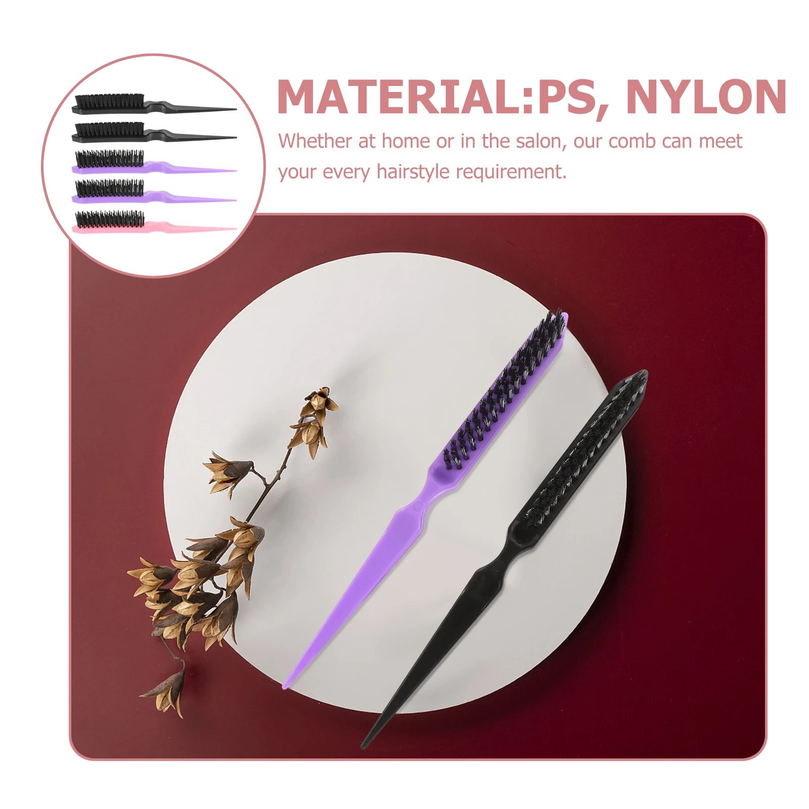 

6pcs Folding Portable Salon Double-Sided Teeth Travel Styling For Straight Curly Hair Foldable Bristle Brush Pocket Size