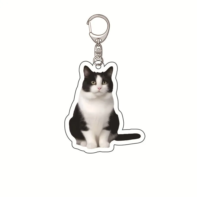 Llavero de acrílico Banana Cat Happy Cat, accesorios de decoración, estilo popular, llavero con emoticonos de cabeza de gato de comida, colgante divertido para bolso, regalo