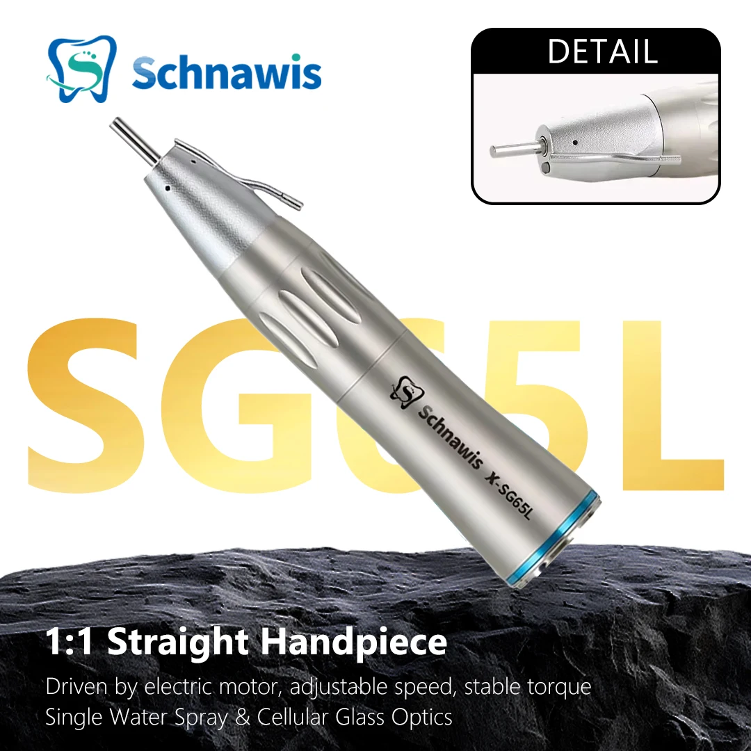 Schnawis SG65L Dental 1:1 Straight Handpiece Fiber Optic External Irrigation Dental Implant Surgical Dentistry Blue Ring