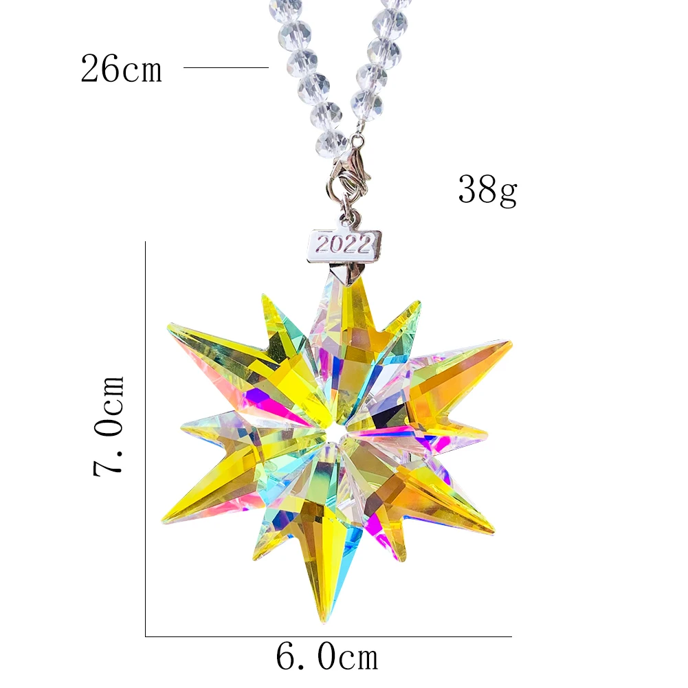 Rainbow Color Snowflake Crystal Faceted Prism Hanging Sun Catcher Chandelier Lighting Car Ornament Wedding Decoration