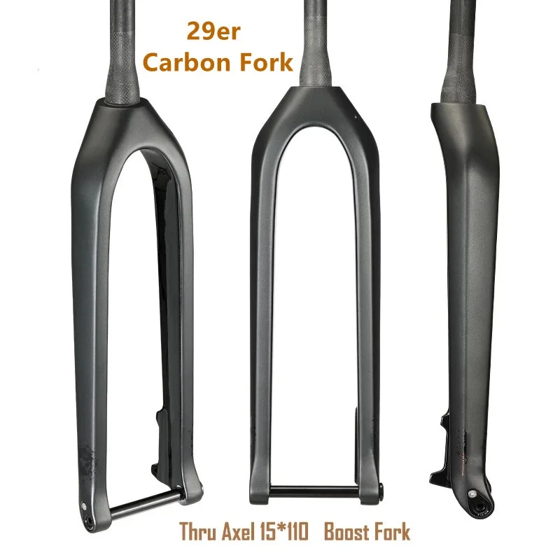 Boost MTB 29er 110*15mm Downhill Fork Mountain Bike Carbon Rigid Fork Tapered Max Tire 3.0