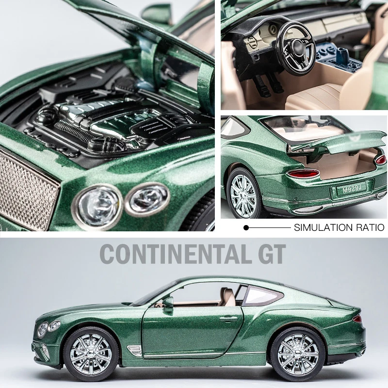 1:24 Bentley Continental GT simulación de aleación modelo de coche deportivo colección sonido y luz coche extraíble adornos de juguete para niños