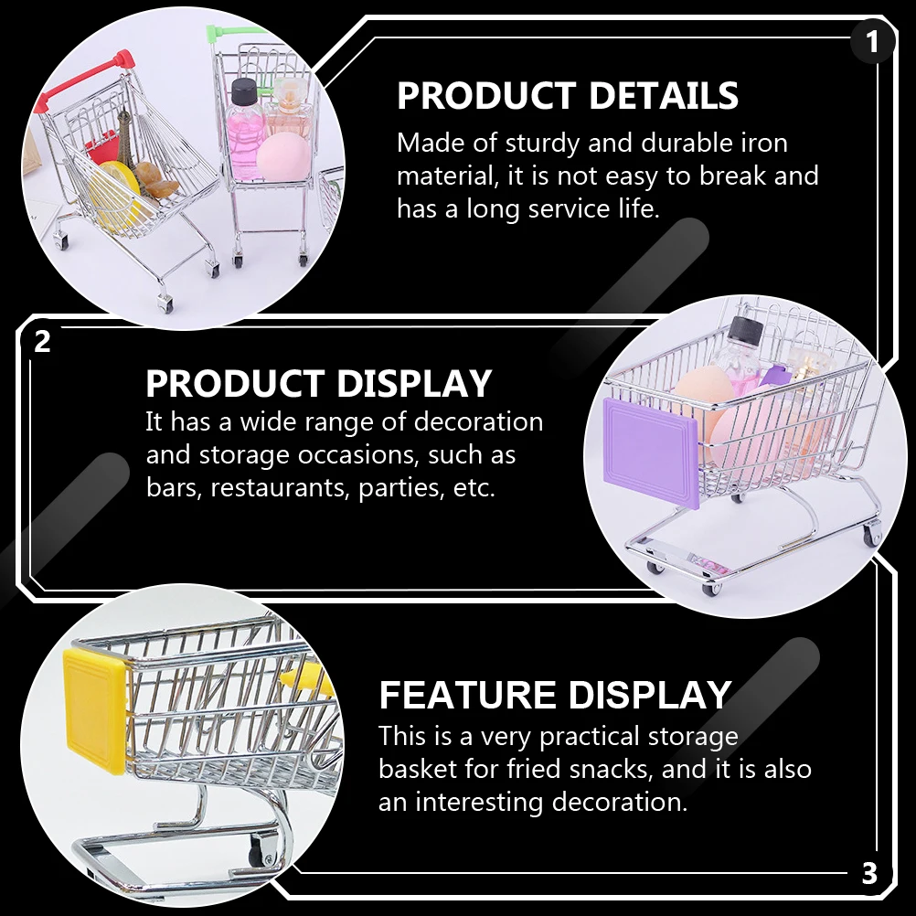 

Mini Wrought Cart Creative Food Basket Snack Storage Restaurant Snacks Iron Shopping Practical Kitchen Tool Container