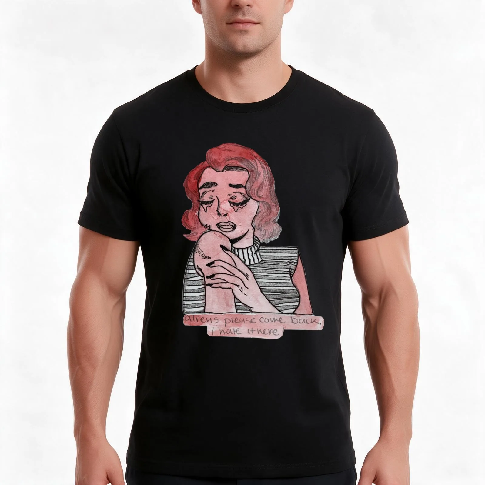 Vintage despair T-Shirt, Summer Casual Cotton Tee, Oversized Streetwear Tops, Vintage Graphic Print, Loose Fit Short Sleeve