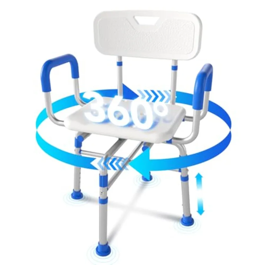 

Swivel Shower Chair with Arms and Back 500 lbs Heavy Duty Adjustable Shower Seat for Inside Shower Bathtub 360 Rotating Bath Ch