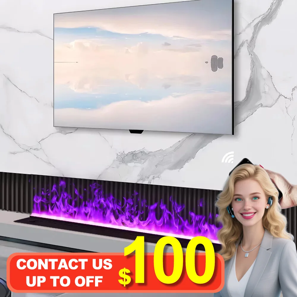 مدفأة ضباب LED كهربائية ثلاثية الأبعاد متعددة الألوان لهب رذاذ الماء جهاز تحكم عن بعد مناسبة لتزيين غرفة المعيشة والمنزل