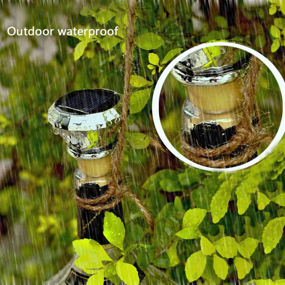 2M 20LEDs Solar Diamond Shaped Wine Bottle Lights Outdoor Waterproof Multicolor Fairy Light String for Garden, Terrace, Party