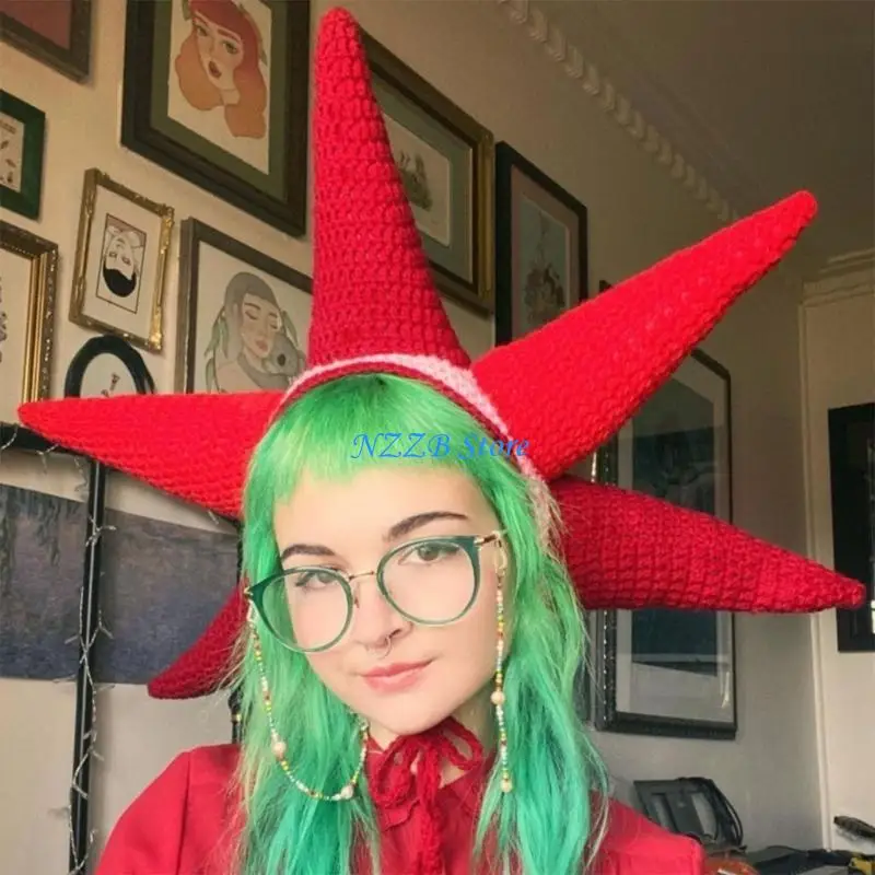 

T21F Fun Oversized Sea-Urchin Costume Hats Halloween Gift Warm Soft Crocheted Hat