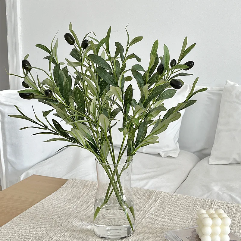 

Four Forks Simulation Olive Leaf Silk Flower Simulation Green Plant With Fruit Olive Branch Green Branch Photography Prop