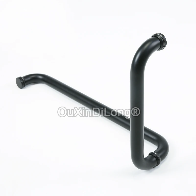 

1PCS 3 Sizes Stainless Steel Shower Room Glass Door Handles L Shape Tube Pull Knob Bathroom Door Hardware Black GF1047