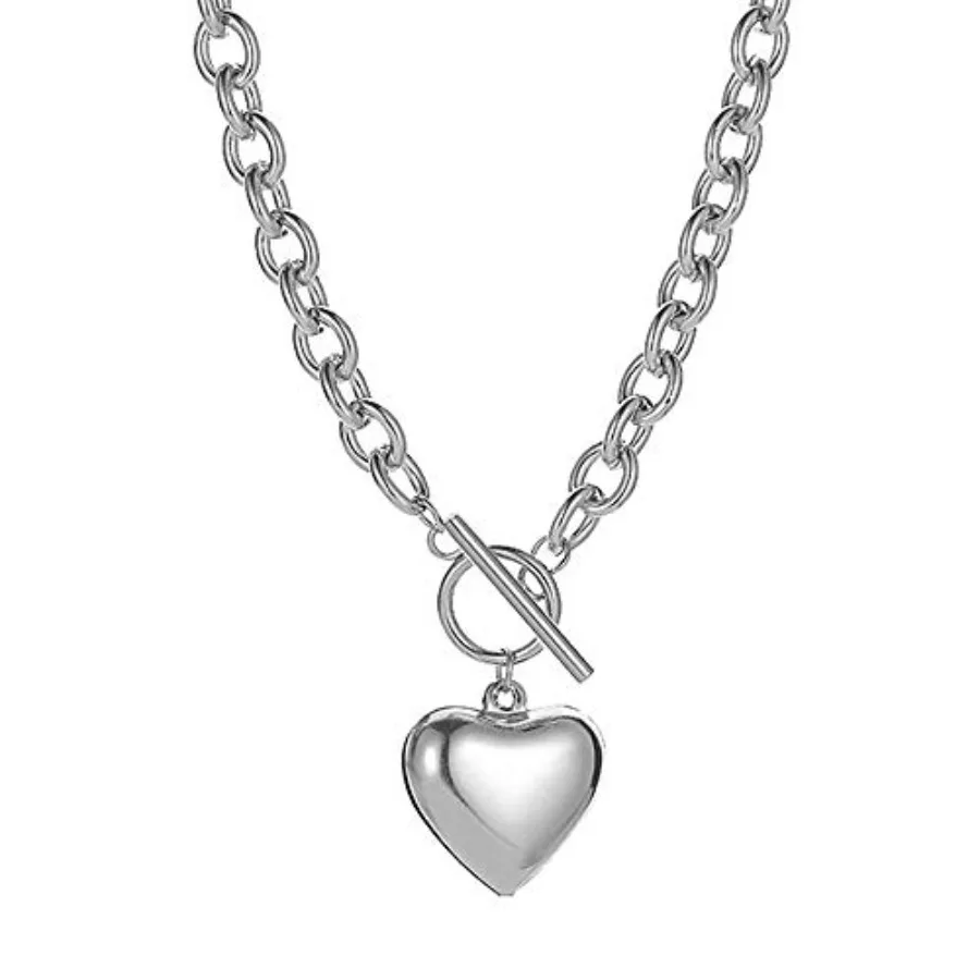 

Chain Necklace for Women 18K White Gold Plated Chunky Cuban Chain Link Necklace with Heart Moon Hypoallergenic Jewelry for Wome