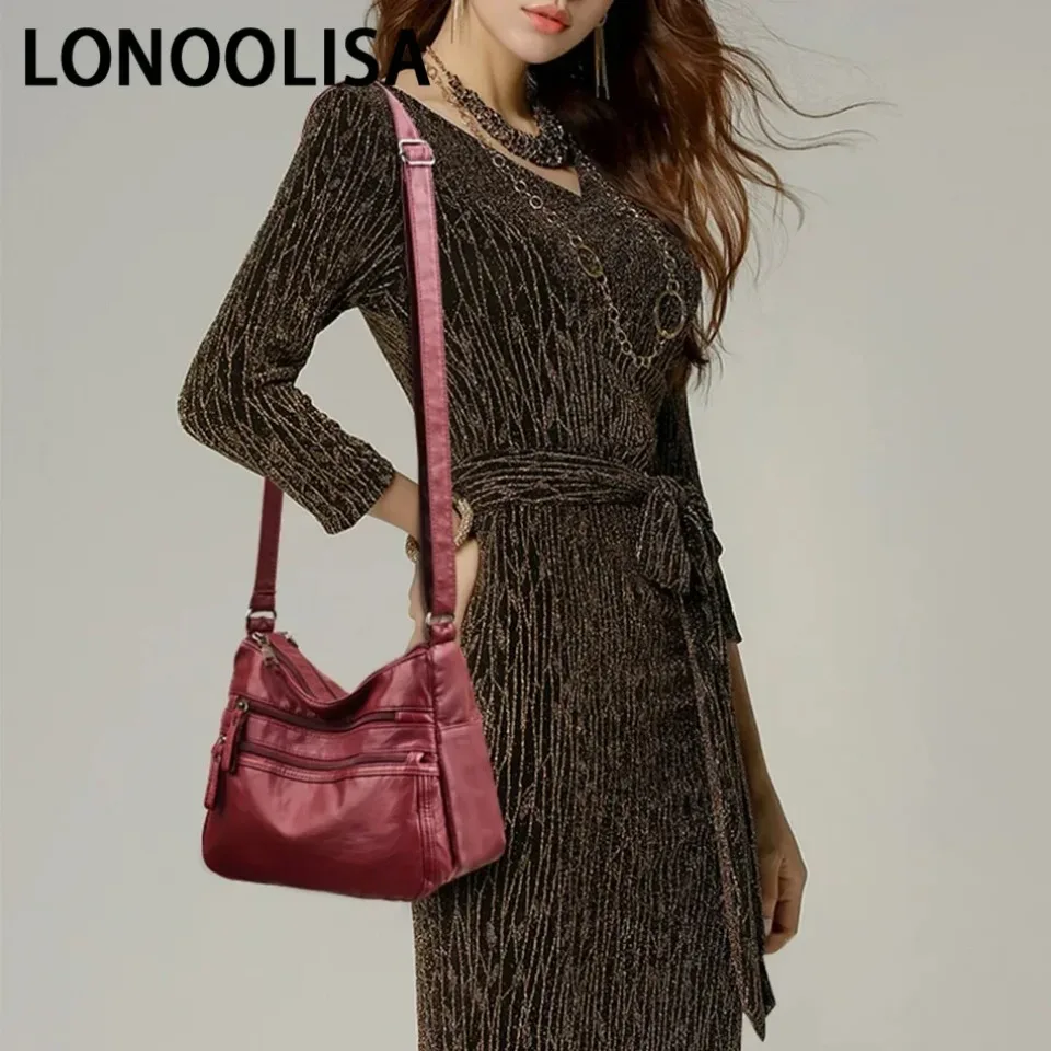 Vários bolsos de couro macio crossbody bolsas para as mulheres nova moda cor sólida feminina ombro tote bolsas sac um principal