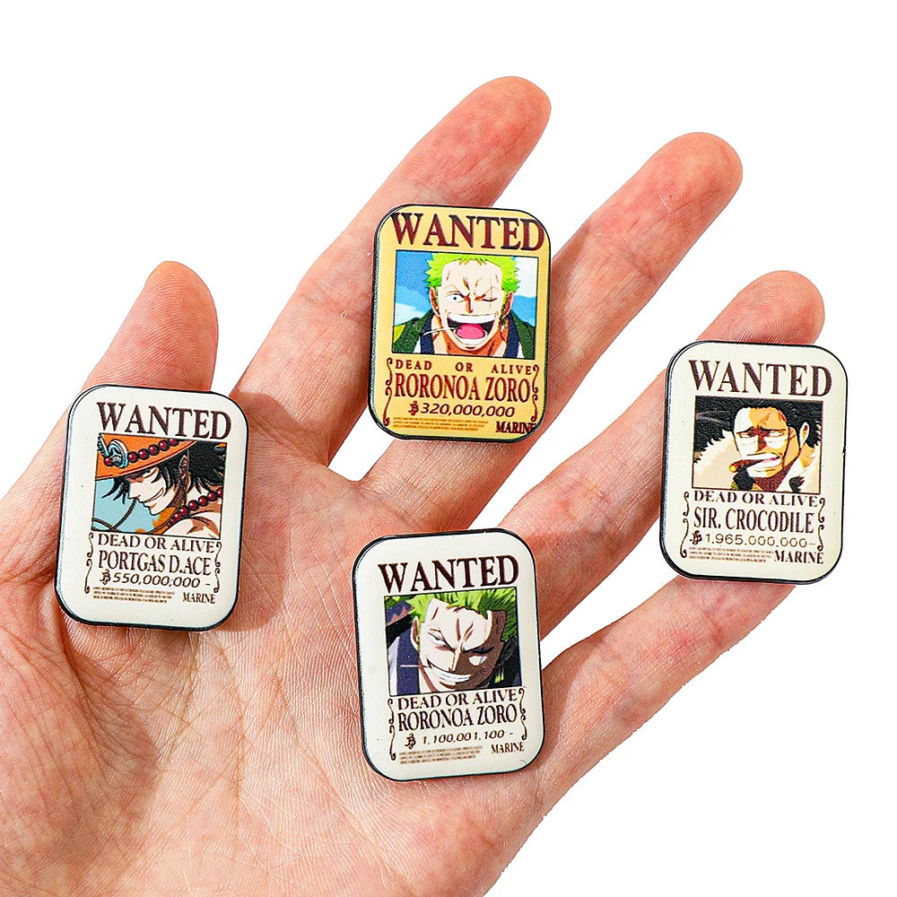 4 Pcs Anime Monkey D. Luffy Brooch Creative Piratesreward Enamel Pin Metal Badge Jewelry Clothing Backpack Accessories