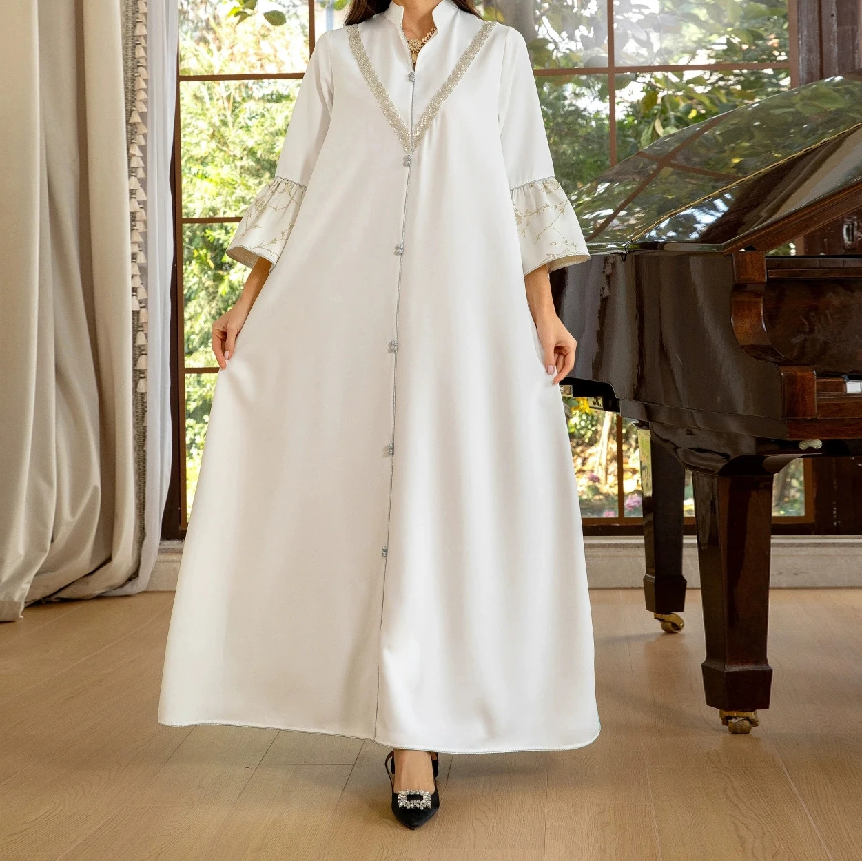 Muzułmańska damska arabska moda Dubaj żakardowa szata z gradientem - GZXX555