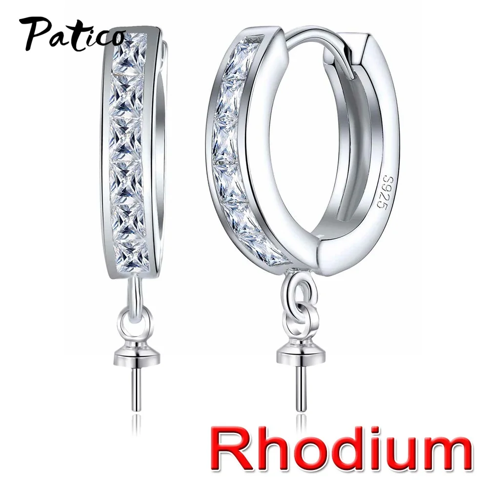 DIY kreative echte 925 Sterling Silber Ohrring Creolen Handwerk Runde Schleifen Frauen Zirkon Ohrringe machen Erkenntnisse