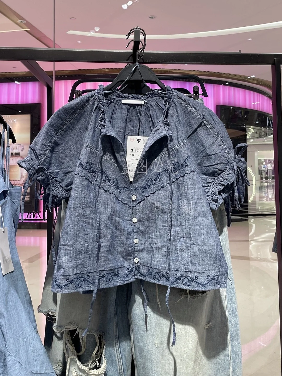 

Summer 2026 New Women's Fashion round Neck Bubble Short Sleeve Shirt Knot Straight Tube Top Quality European Style ...