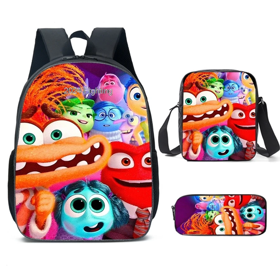 Mochilas para desenhos animados para meninos e meninas, mochilas escolares leves para crianças, bolsas de viagem com bolsas de ombro de dentro para fora, 3PCs, novas