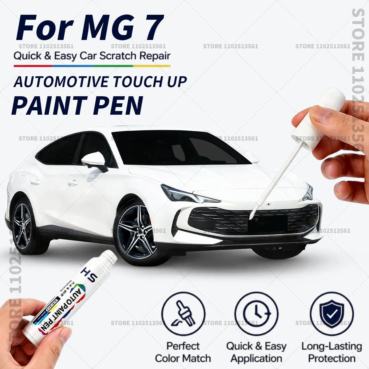 Quick Dry Car Touch Up Paint Pen Auto Scratch Repair Brush for Paint Chips Scratches and Scuffs For MG 7 White Black 048 Green