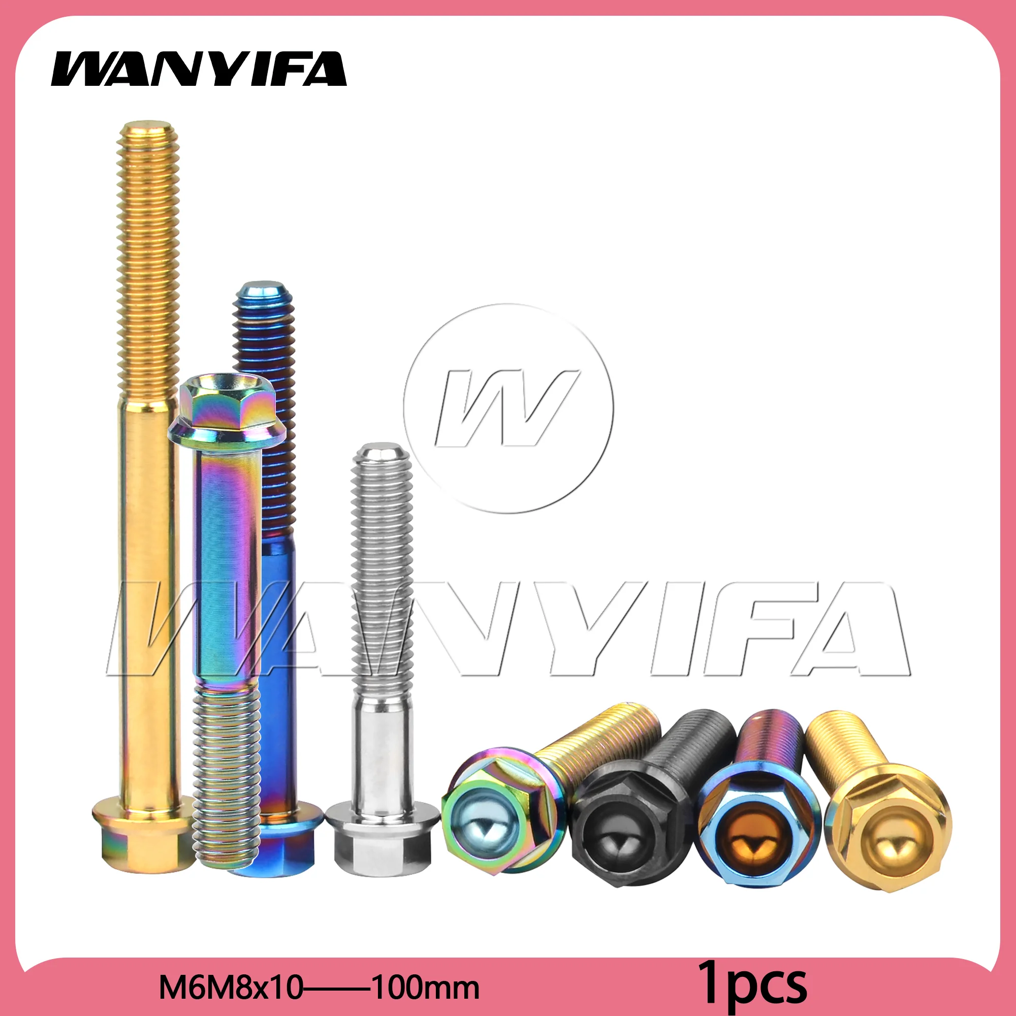 Wanyifa  Titanium Bolt  M6M8x10/15/20/25/30/35/40/45 50/55/60/65/70/ 75/80/90/100mm Flange Hex Allen Head Screws Ti Fasteners