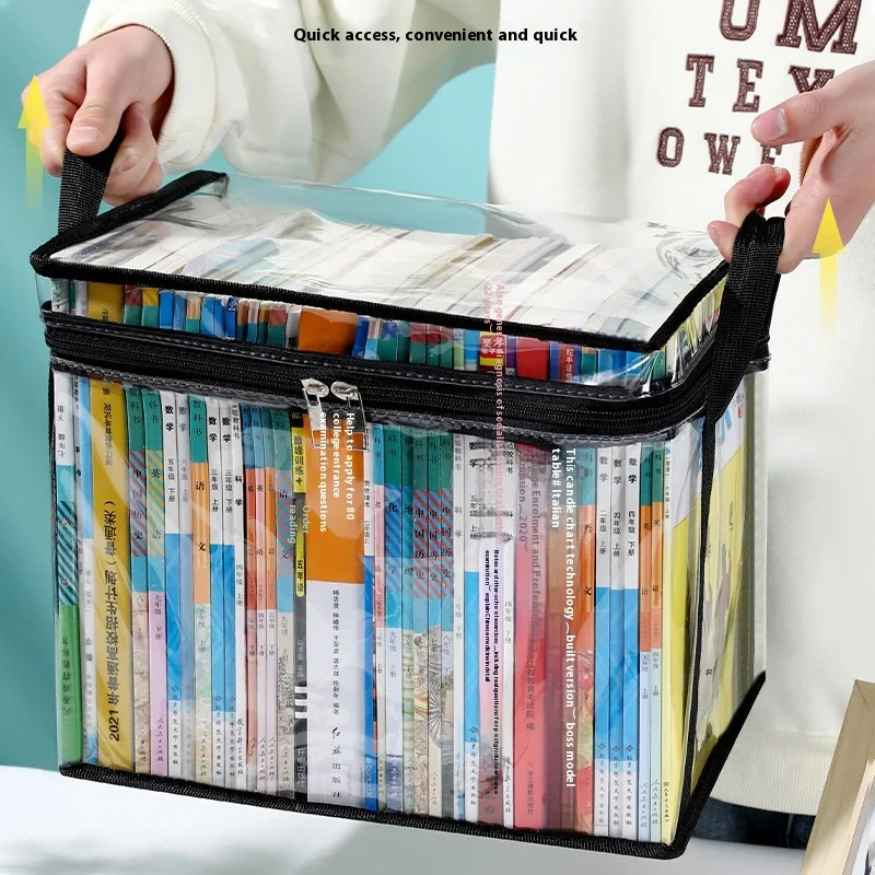 Transparent Book Storage Bag Stackable Case Comic Collection Container With Zipper Dust Proof Organizer Collapsible Book Pouch