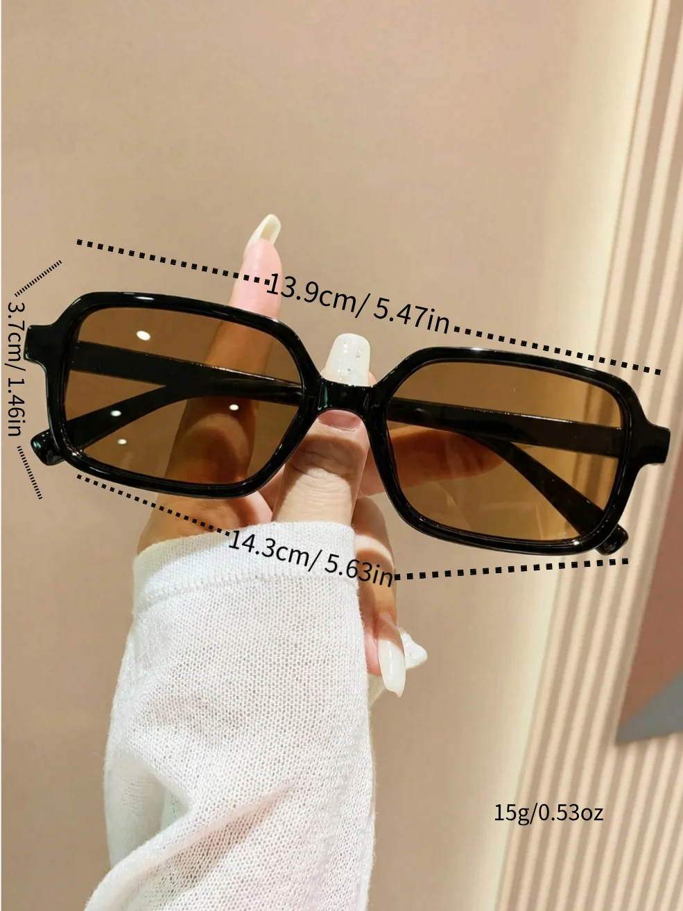 Unisex Retro Brown Rectangular Sunglasses, Suitable for Commuting, Outdoor Sports, Parties, and Travel