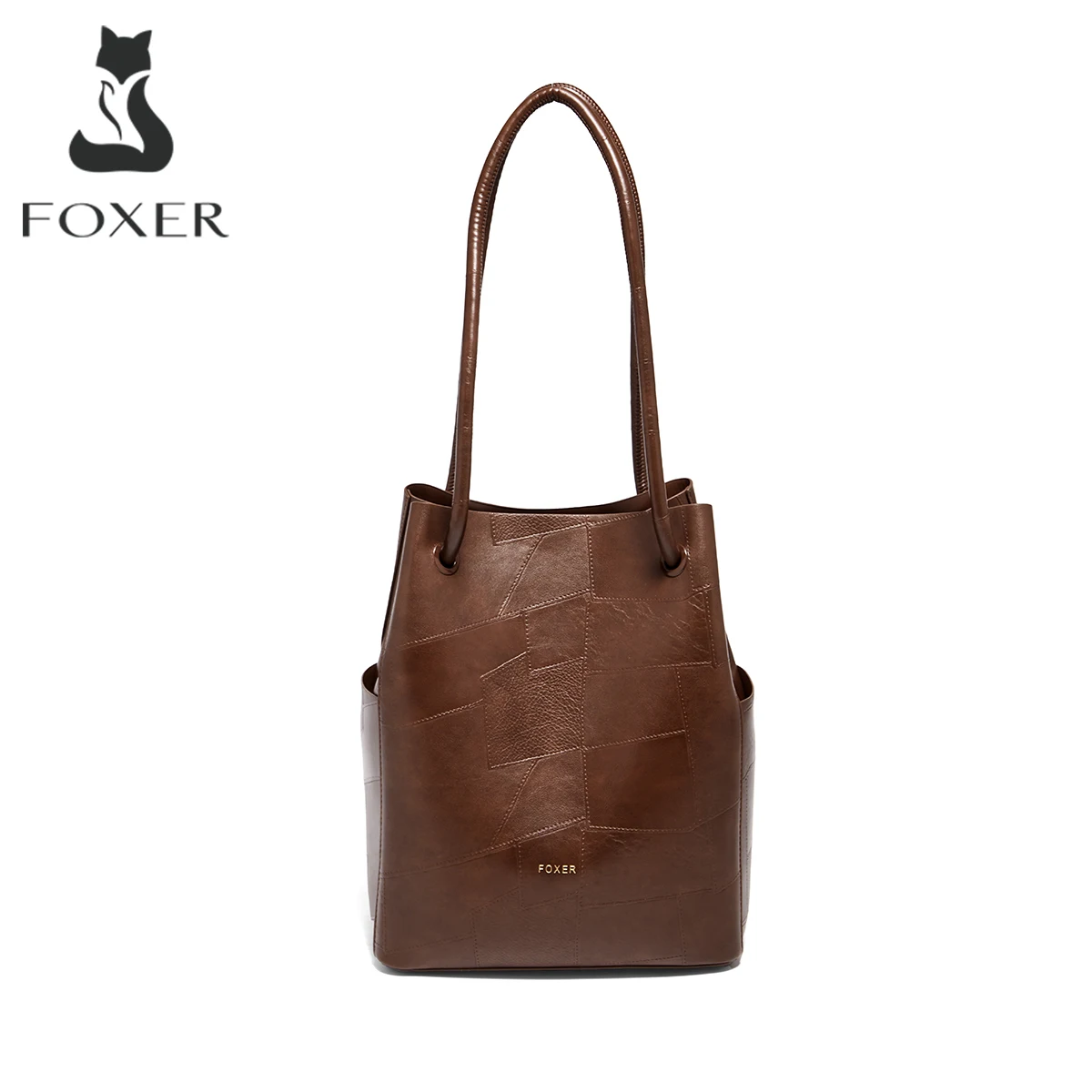 FOXER PU Leather Women's Handbag Large Capacity Shoulder Bag Simple Bucket Bag for Travel & Daily & Commuting