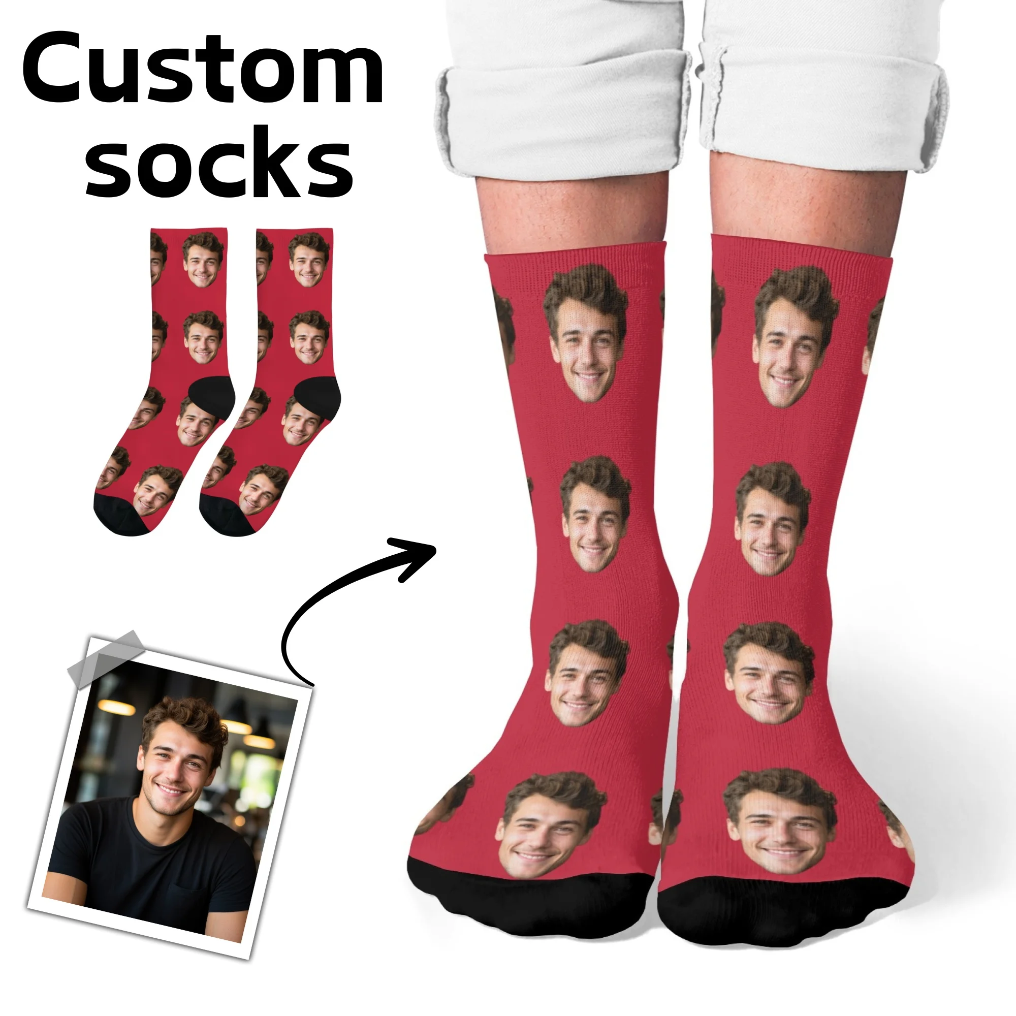 

Funny Custom Face Socks Novelty DIY Personalized Photo Custom Socks Unisex Casual Fashion Socks Christmas Birthday Party Gift