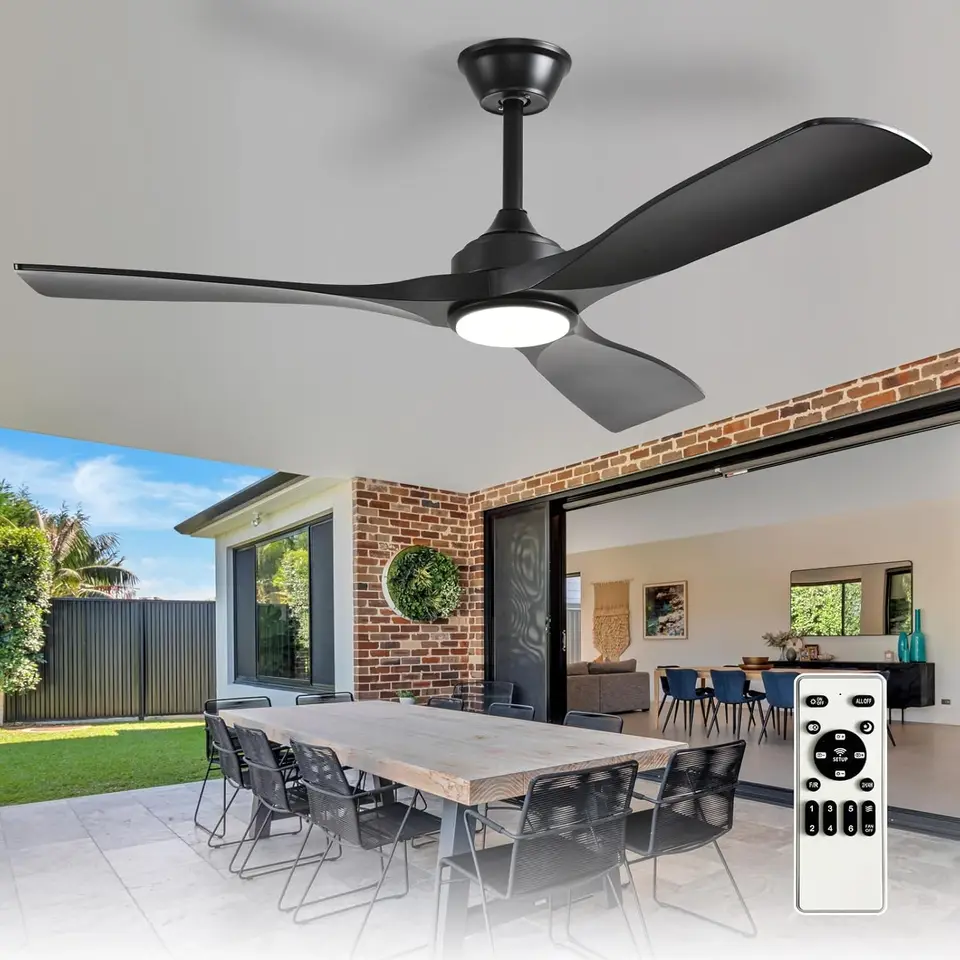 Black 52 Inch Ceiling Fan with Dimmable Light