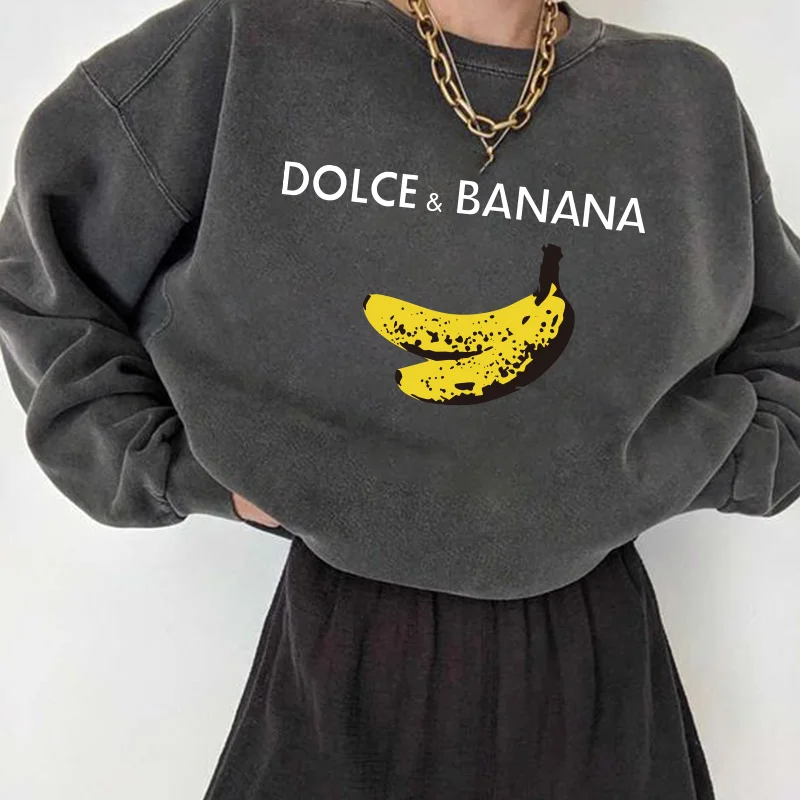 

Dolcebanana Print Women's Streetwear Sweatirt round Ne Long Sve Eco-Friendly een Fiber Autumn Collection