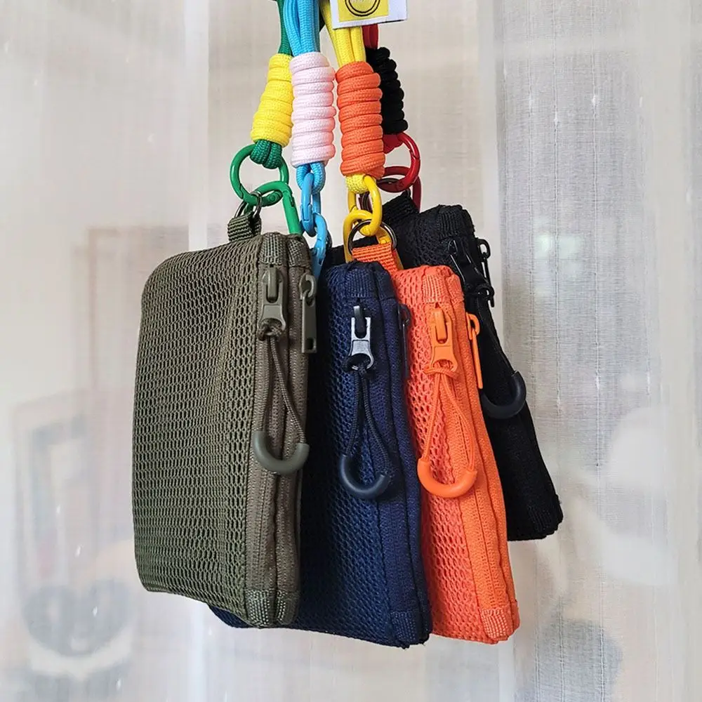Tas Penyimpanan Jaring Gaya Korea Ringan Dompet Koin Mini Warna Permen Kapasitas Besar Kantong Ritsleting Terlihat Dapat Digunakan Kembali Wanita