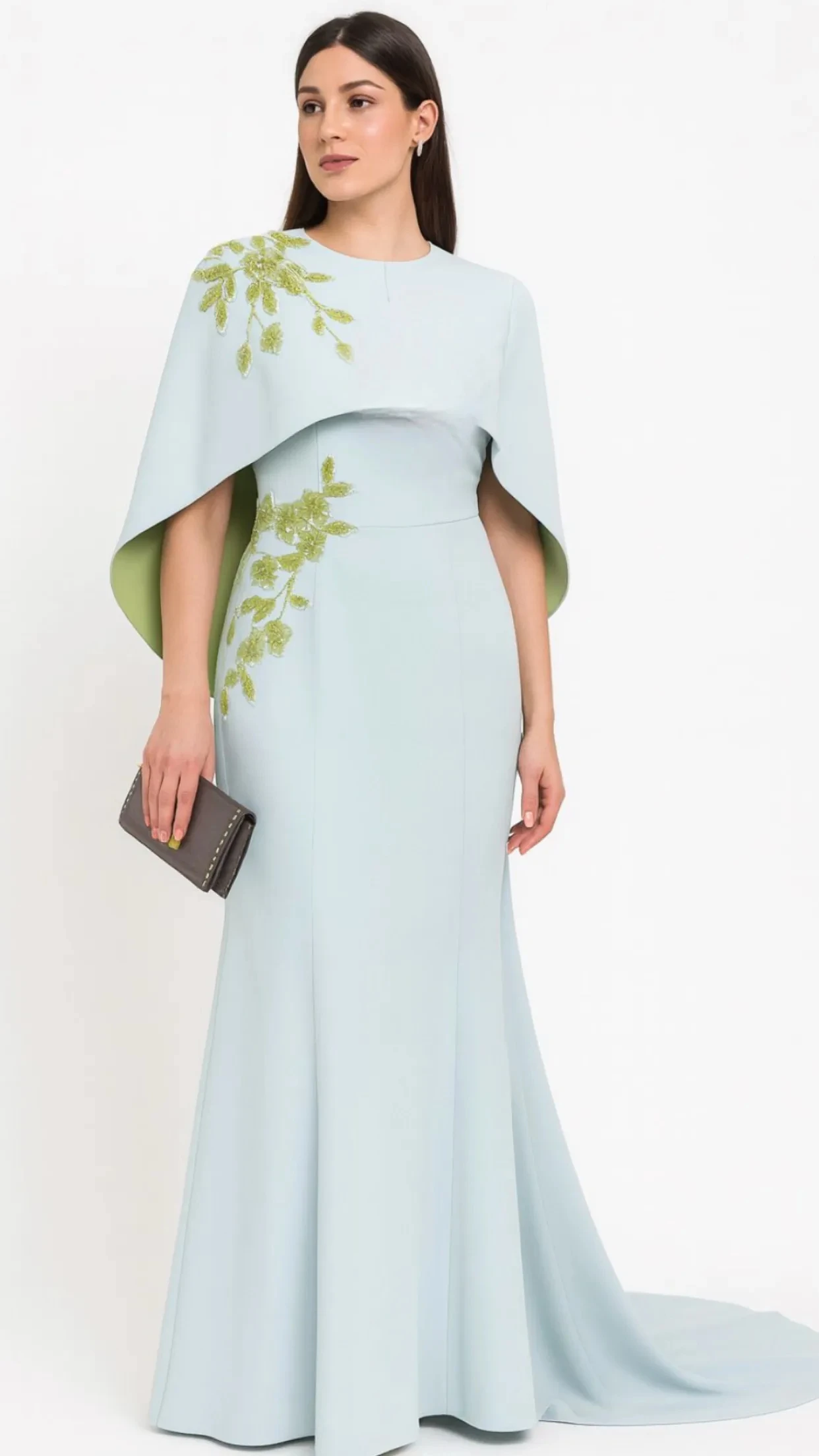 

Customized Beads Evening Dresses 2026 Appliques Sky Blue Luxury Party Dress 2Pcs Cap Sleeves Formal Prom Gowns for Women Bespoke