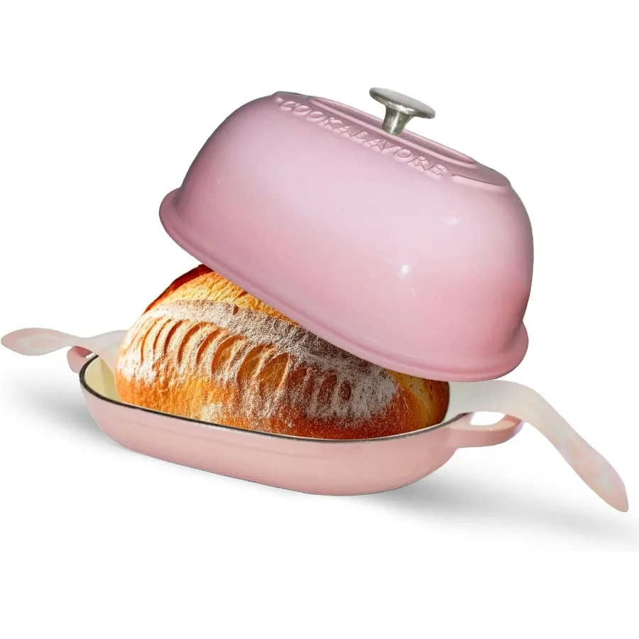 

Cast Iron Bread Oven6 QT Bread Oven Thick Enameled Loaf Pan with Lid Bread Pans for Homemade Bread 14.5Dutch Oven for Bread Bak