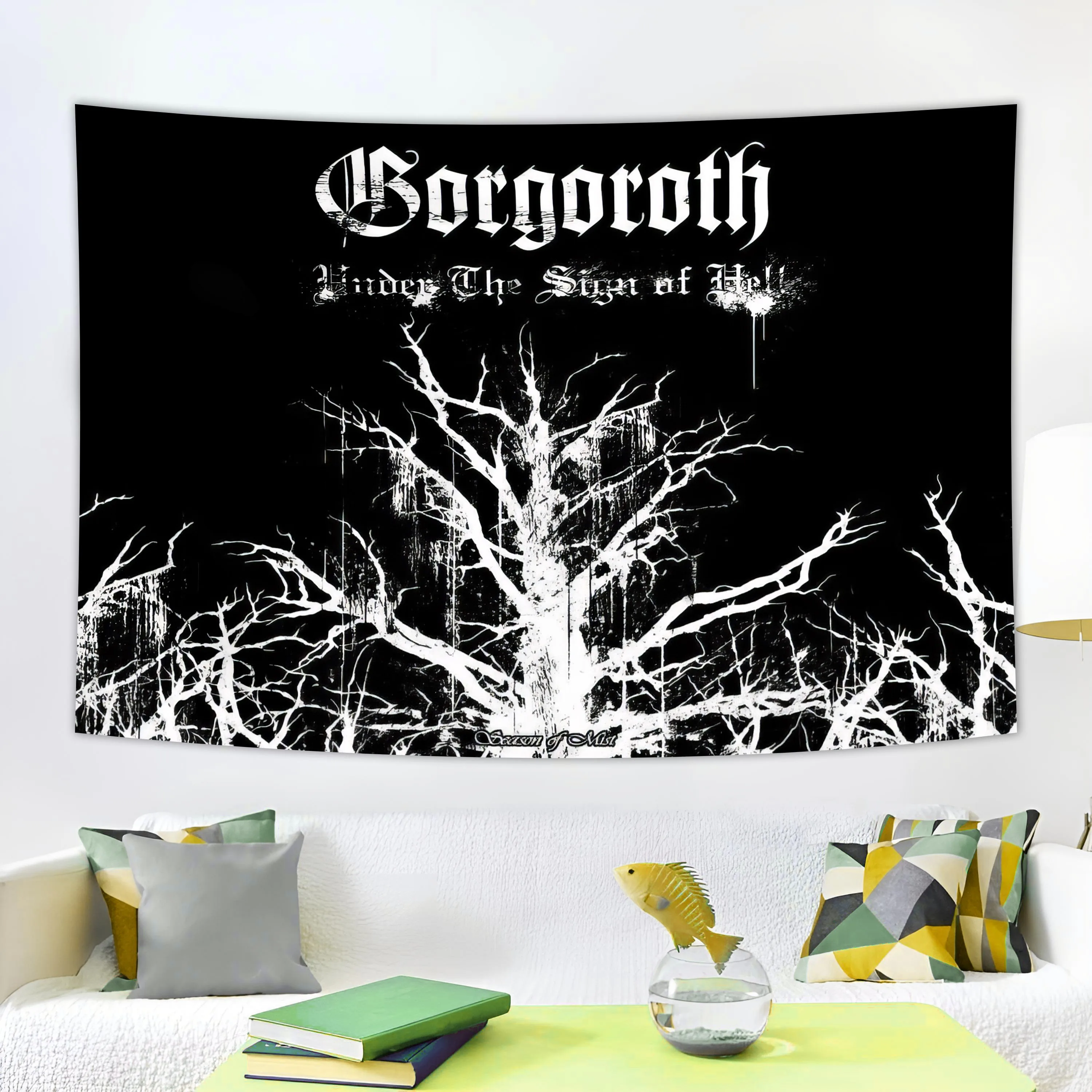 90x150cm Satan Black Metal Pentagram Rock Band Music Banner Decorative Banner Tapestry 3x5fts