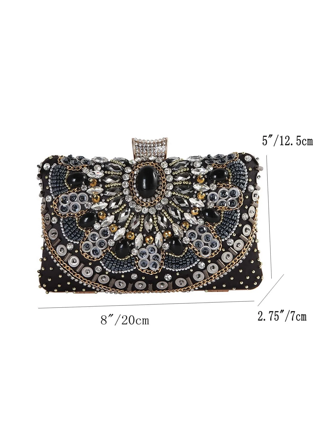 Beaded Rhinestone Evening Bag, Elegant Box Clutch Purse, Women\'s Wedding Handbags For Party Prom