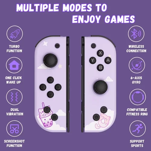 Imagen 2 del producto Controlador inalámbrico para Switch/OLED/LITE/PC/IOS/Android Joypads juego Joystick giroscopio de 6 ejes con Turbo funciones de vibración Dual Gamepad