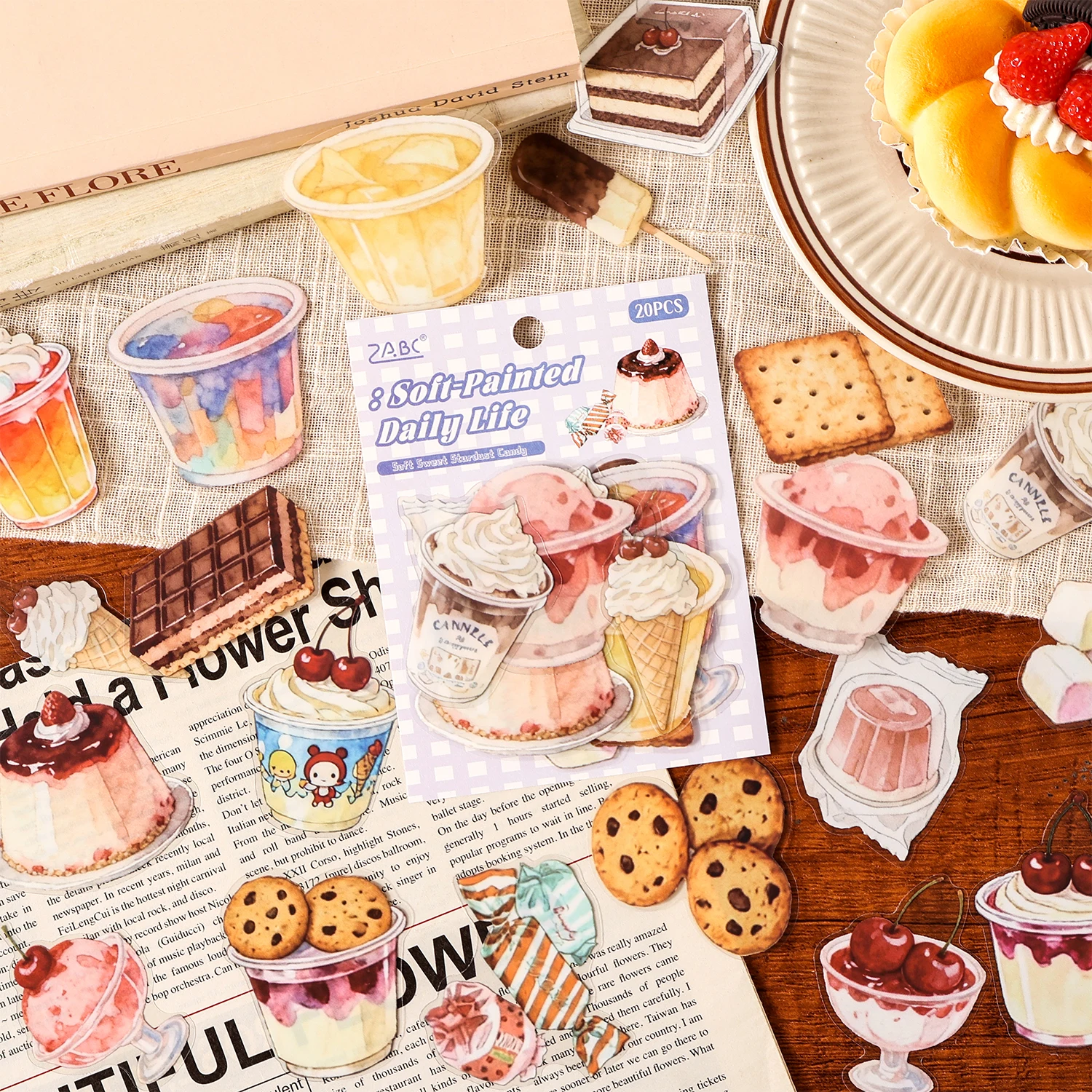 20pcs Soft Painting Daily Series Kawaii Ins Life Small Elements PET Stickers Creative Handbook DIY Scrapbooking Stickers