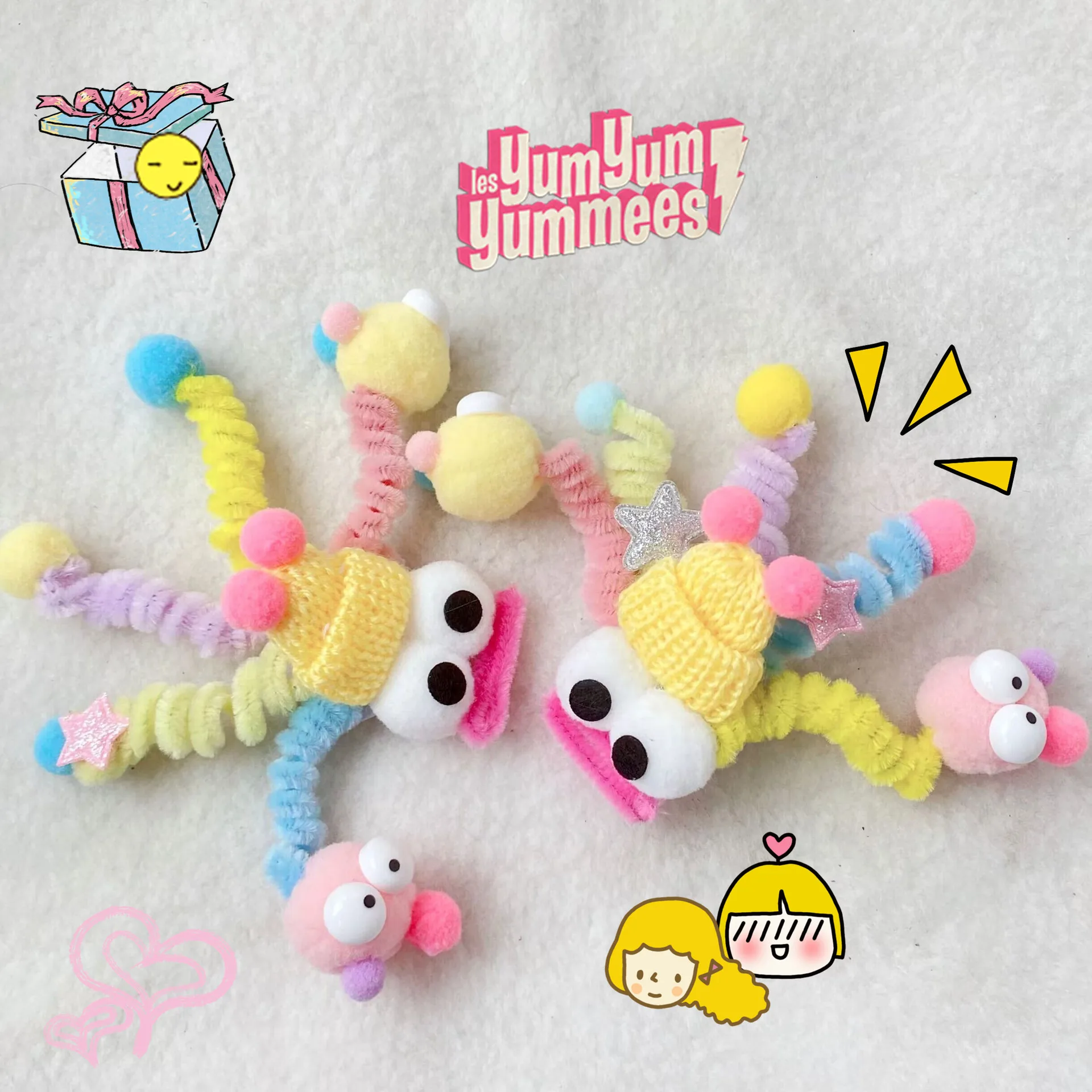 Cute Plush Ball Shoelace Buckle Decoration Charms Funny Cartoon Big Eyes Sneakers Accessories DIY 3D Doll Kids Party Gifts 2pcs