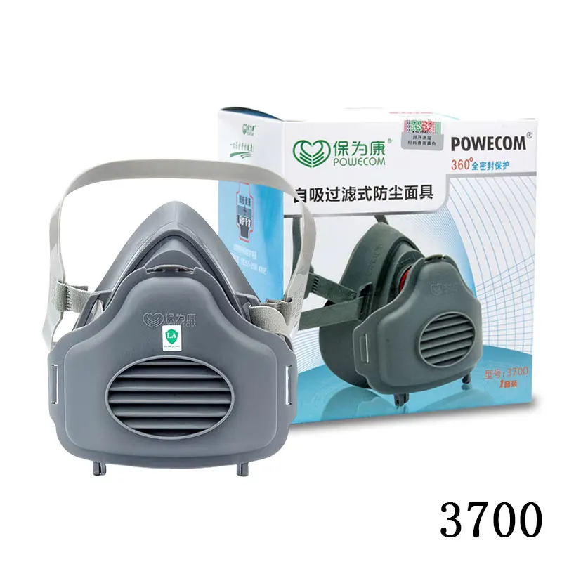 قناع مطاطي لسلامة العمل مقاوم للغبار، قناع نصف وجه للغبار، فلتر قطني للمنزل، نجار نظيف، منشئ، تلميع جهاز تنفس الغبار