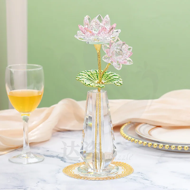CX crystal glass crafts lotus ornament living room desk home decoration