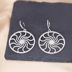 Chandler Stainless Steel Geometric Hoop Earrings Sun Earring Wedding Party Statement Jewelry Gift for Women Girl