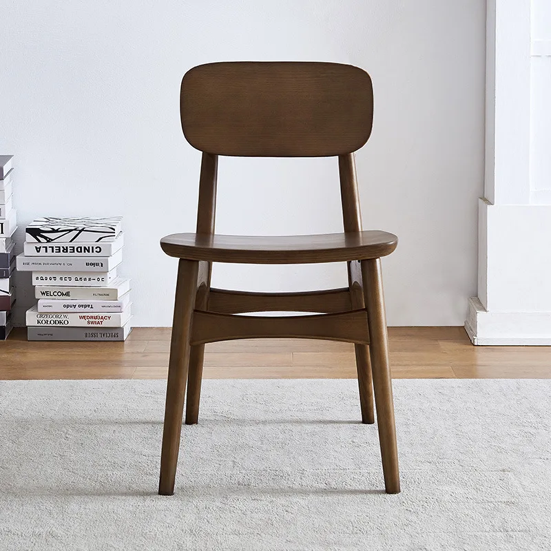 Modern Simple Solid Wood Dining Chair Homestay Cafe Restaurant Reception and Negotiation Dining Chair Indonesian Rattan