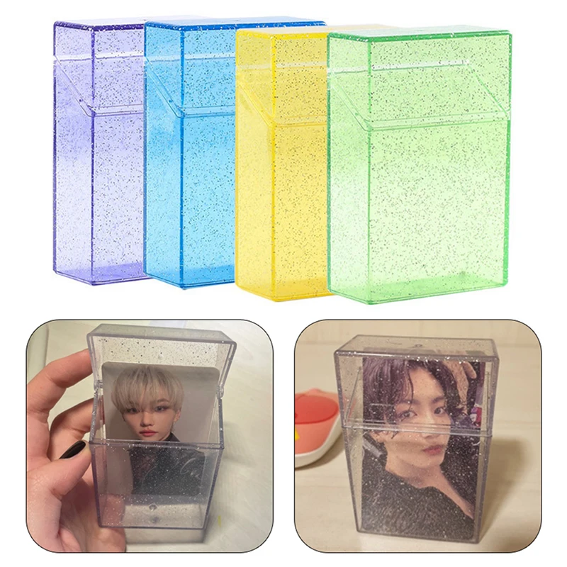 3 Inch Transparent Storage Box Kawaii Stationery Blingbling Photo Card Holder Box Case Container Idol Albumes Photo Storage Box