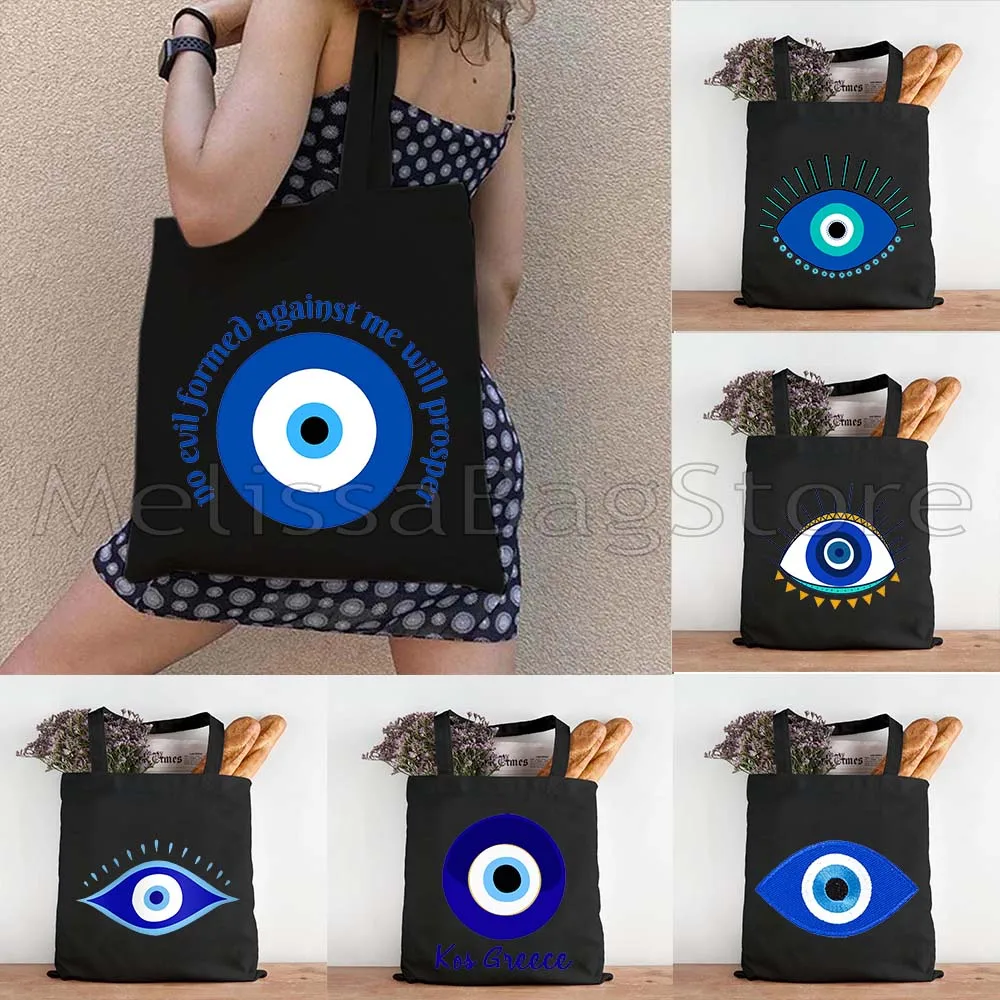 

Nazar Good Luck CRETE GREECE Mati Blue Evil Eye Charm Amulet Love Heart Protection Colorful Amulet Mandala Cute Tote Bag Handbag