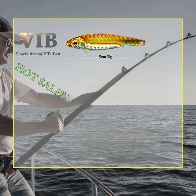 7-teiliges Set 8G/5CM VIB Metall-Angelköder mit Farbdruck, Sinkender Minnow-Köder, Künstlicher Köder, Cooles Angelzubehör – Detail 4