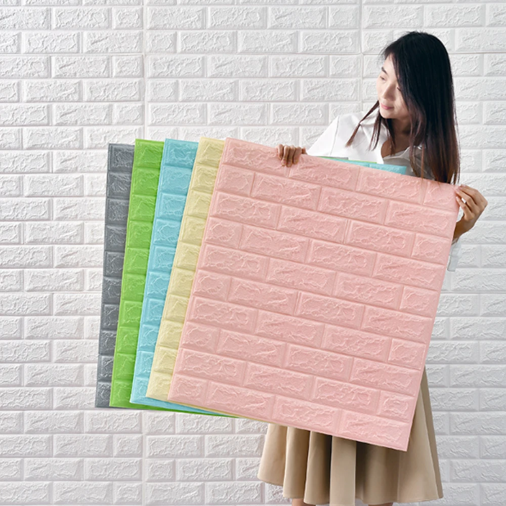 70cm*1/2/3/5/10m 3D Self-Adhesive Wallpaper DIY Waterproof Brick Wall Stickers Living Room Bedroom Wall Stickers Home Decoration