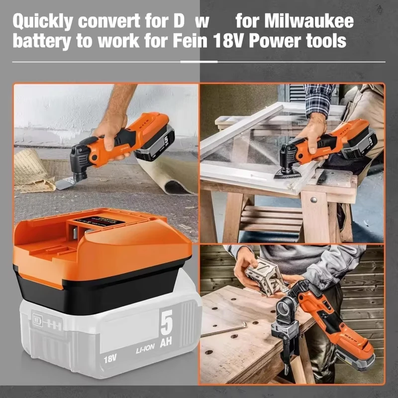 

Адаптер-переходник DM20FIN для замены аккумуляторов Dewalt/Milwaukee 18V Li-ion для инструментов Fein 18V (дрели и другие аккумуляторные электроинструменты)