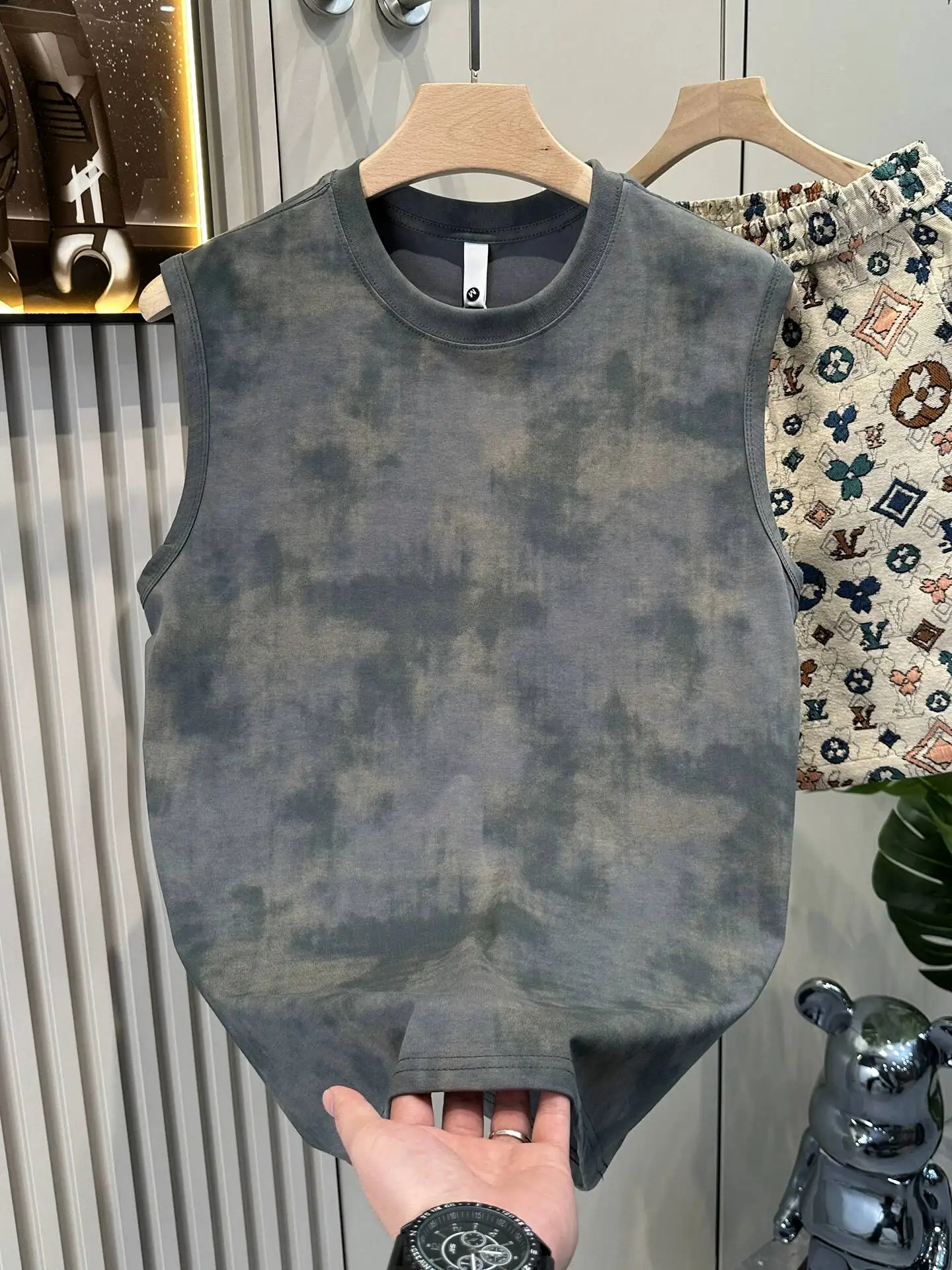 2026 Summer Men Tie Dye Sports Tank Tops Loose Casual Sleeveless Tees Fashion Gym Workout Muscle Shirts