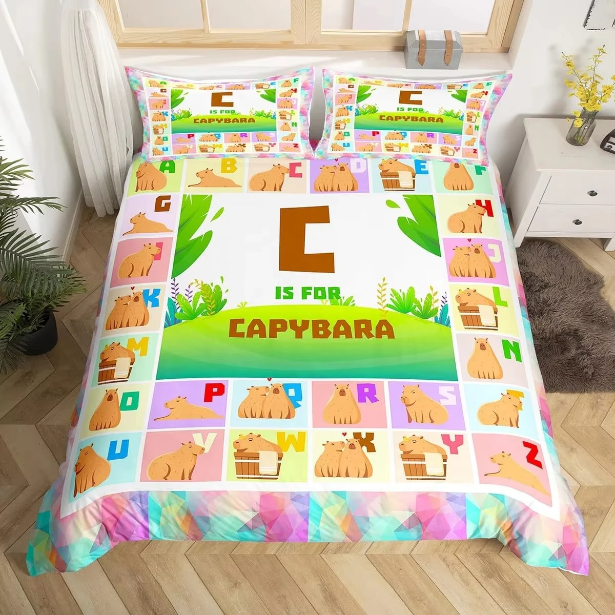 Blue Alphabet Space Spaceship Duvet Cover Single Queen Size Cartoon Bedding Set For Boys Kids Outer Space Black Comforter Cover