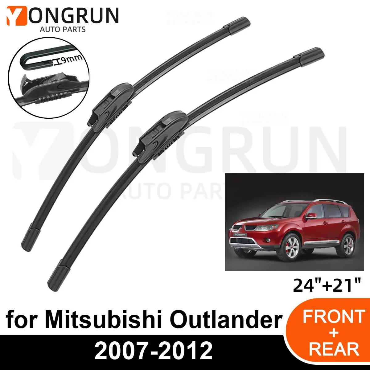 

Car Front Windshield Wipers For Mitsubishi Outlander 2007-2012 Wiper Blade Rubber 24"+21" Car Windshield Windscreen Accessories