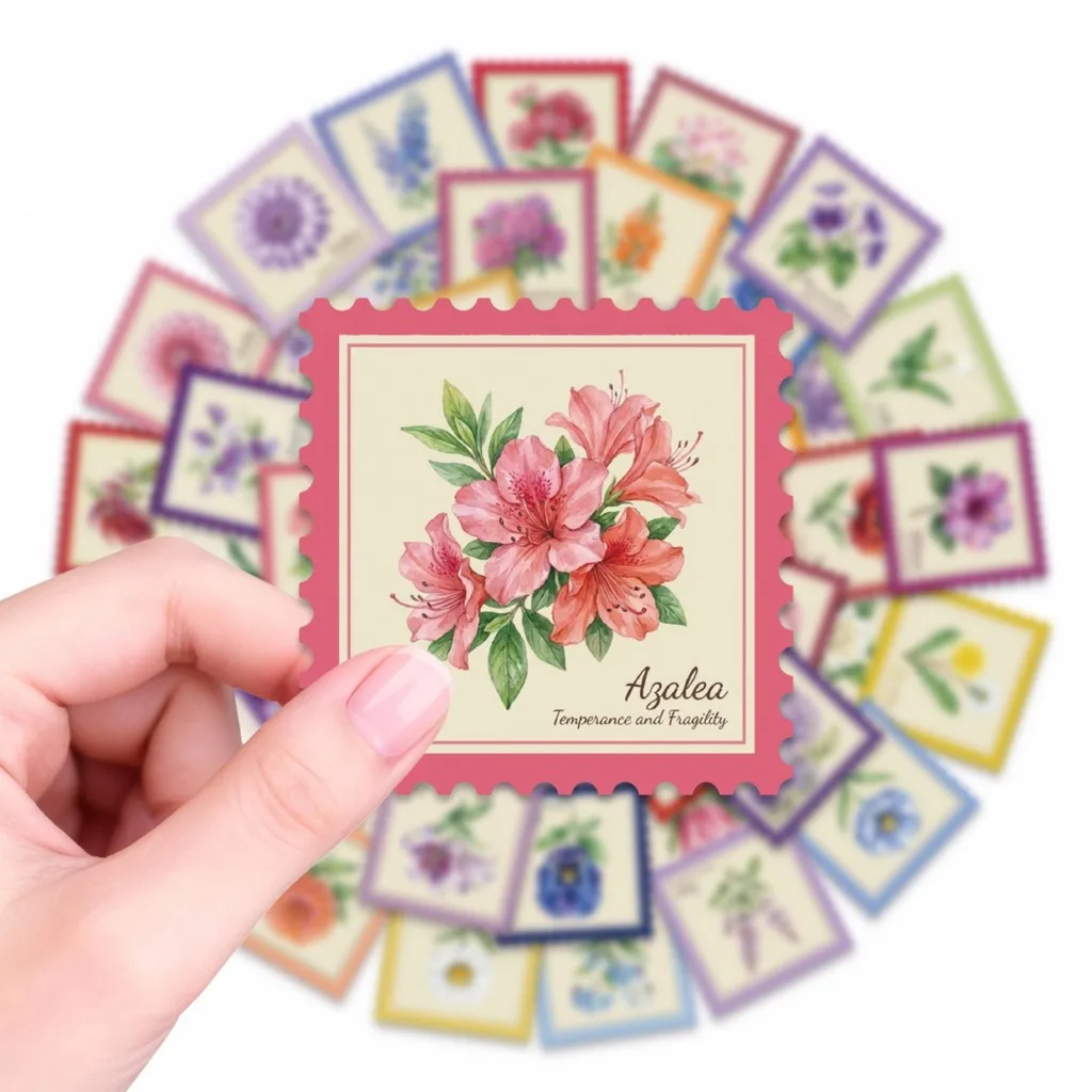 50Pcs Literary Floral Stickers, Fresh Botanical Illustration Decals for Phone, Fridge DIY Decor Golden Memory Stickers Store